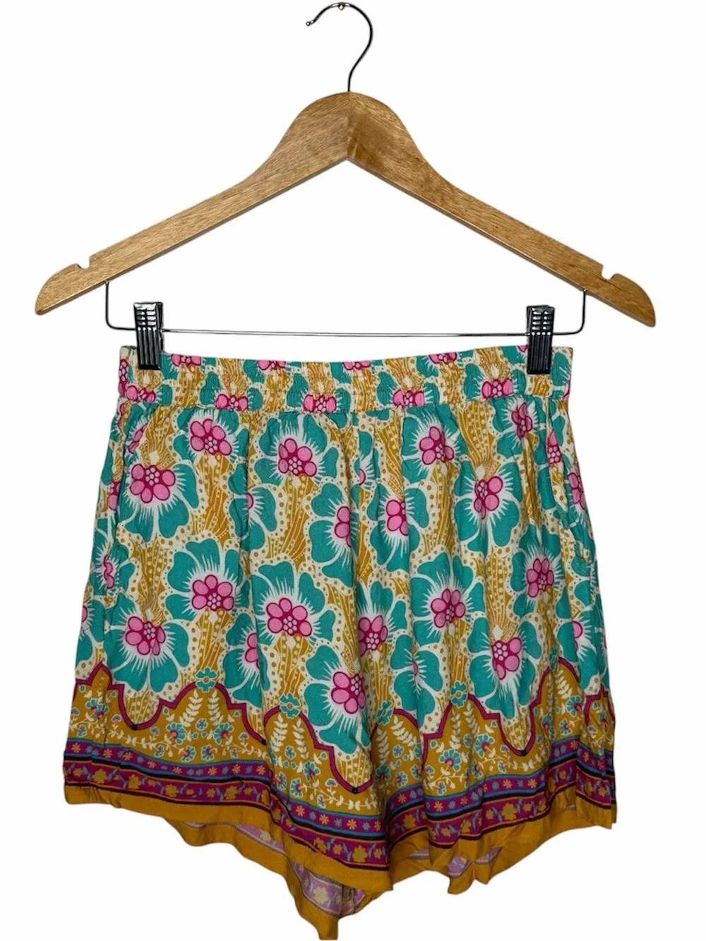 Natural Life Maribel Matching Top & Shorts Set Size Small/Medium Mustard Floral